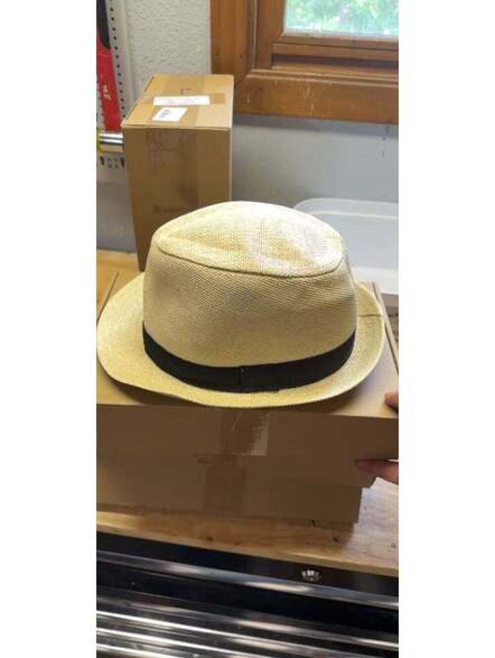 Straw Fedora Hat with Black Band